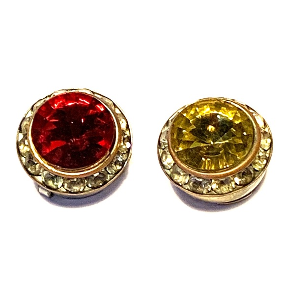 Vintage Button Covers Jewelry with Rhinestones - Picture 1 of 6